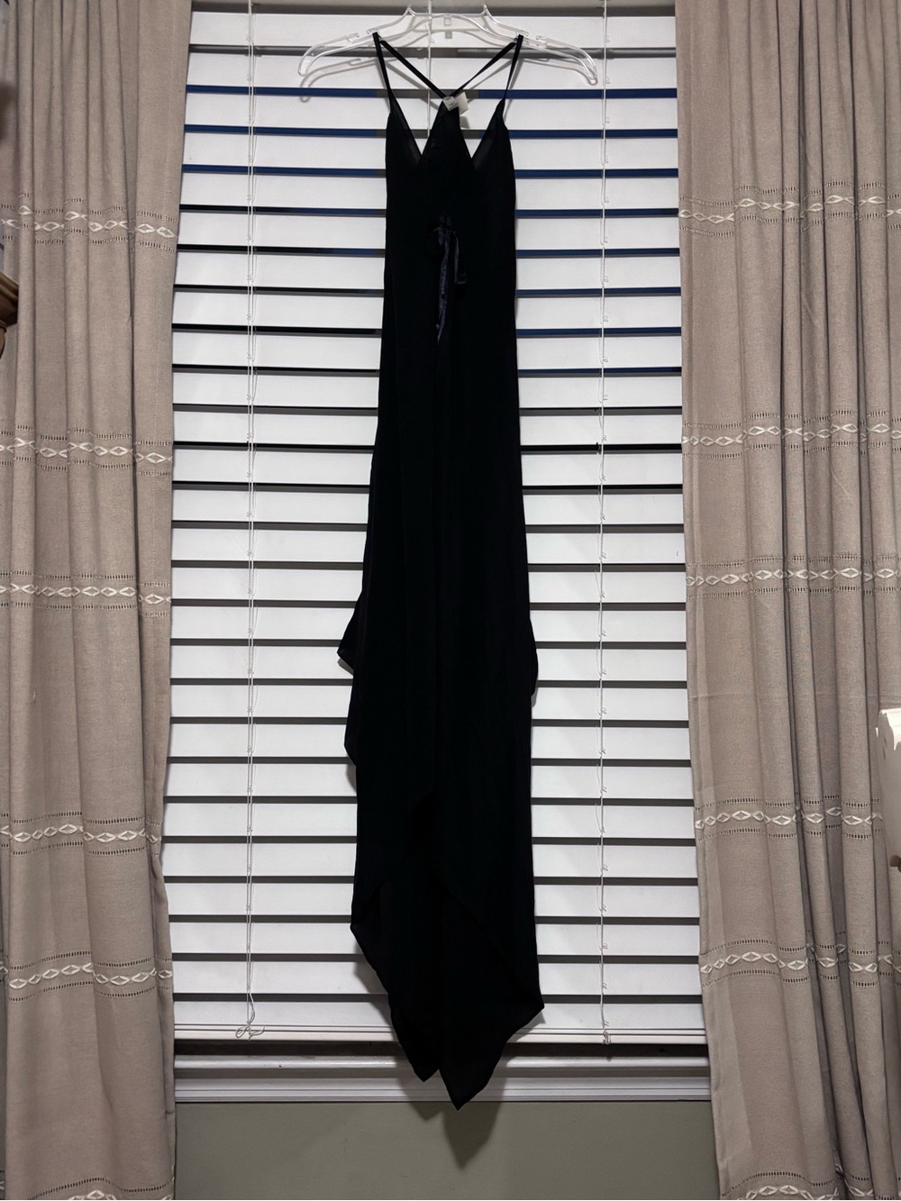 New Balance Black Strappy Maxi Dress with V-Neckline